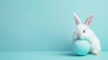 Easter Adorableness: A Fluffy Bunny's Blue Egg - Holding Delight