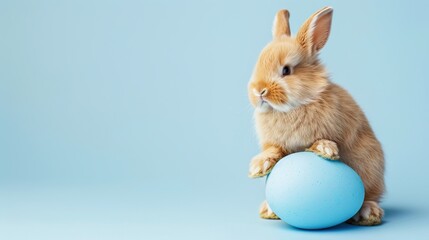 Easter Adorableness: A Fluffy Bunny's Blue Egg - Holding Delight