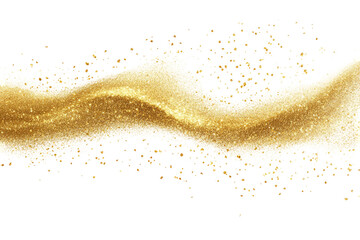 Fine shimmering gold dust scattered on transparent background
