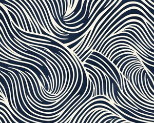 Handetched vintage wave pattern with organic geometric repetition, vectorized