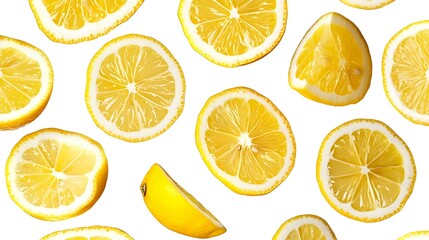 Slices of lemon fruit isolated on transparent