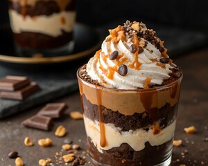 Decadent Chocolate Dessert Parfait with Whipped Cream and Gourmet Layers