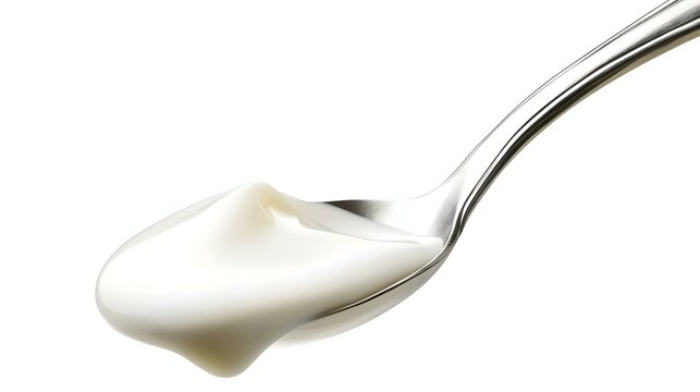 Fresh yogurt with spoon isolated on transparent