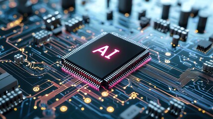 Fototapeta premium A detailed sci fi inspired digital painting showcasing an ultra advanced circuit board powered by cutting edge intelligence technology