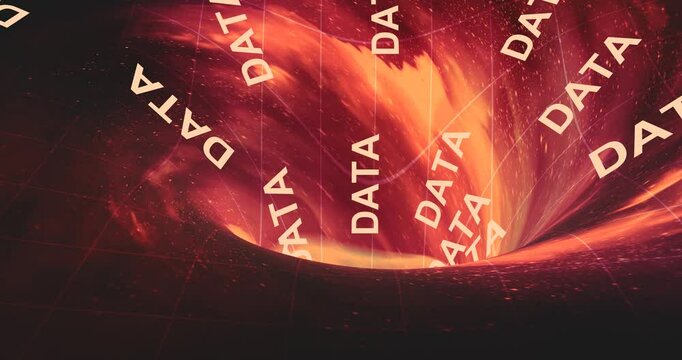 Data is sucked into the whirlpool. Cyber crime concept. 3D render