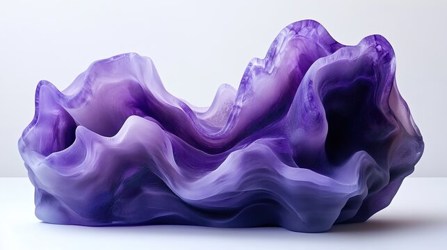A vibrant sculpted abstract form with swirling shades of purple
