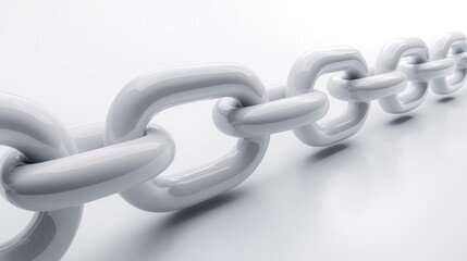 Obraz premium White Chain Links on a Clean Background Symbolizing Connection Strength and Unity in Design