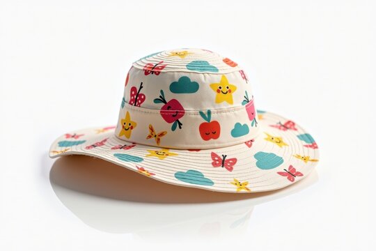 Colorful children's sun hat with playful designs