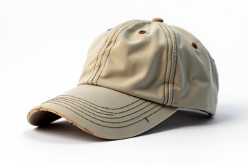 Fototapeta premium Baseball cap in neutral tone on white background