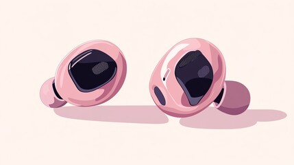 A pair of stylish pink wireless earbuds resting on a light background, showcasing modern design and technology.