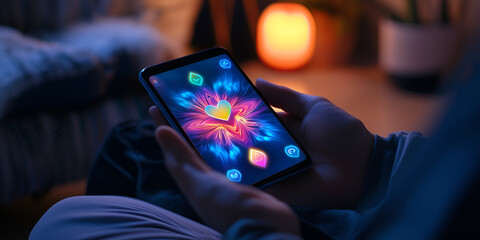 Futuristic Meditation App Interface Displayed on Smartphone Screen