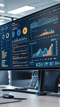 Data Analytics Dashboard Display on Modern Monitor