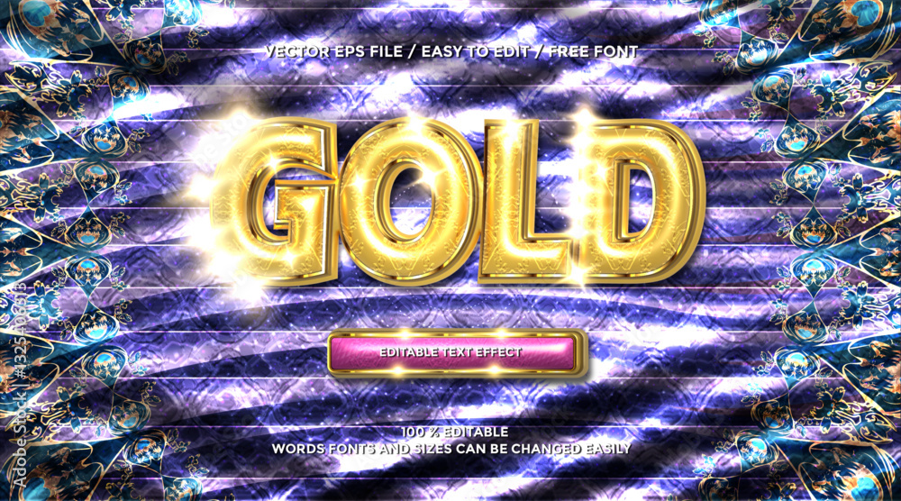 Poster gold 3d rendering text effect design style