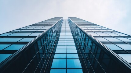 Obraz premium Modern Skyscraper Architecture Reaching for the Sky in an Urban Environment