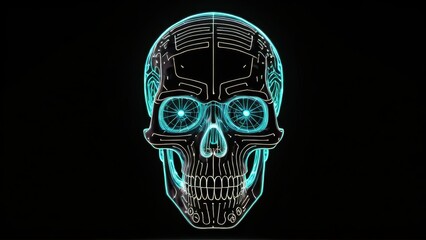 a futuristic and digital representation of a skull