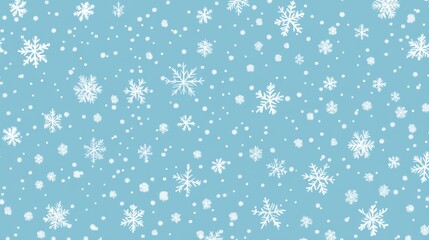 Fototapeta premium High - Quality Vector EPS8 Illustration: Sky - Blue Background Seamless Pattern with White Snowfall for Christmas Cards and Banners