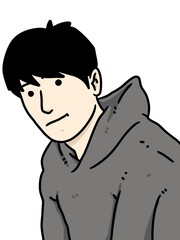 cute man cartoon on white background