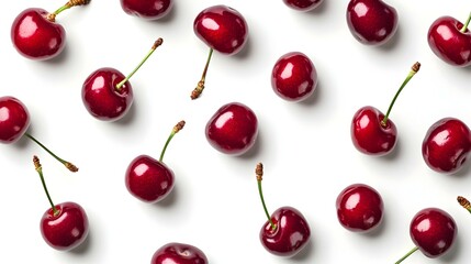 Fruit pattern of cherries isolated on white
