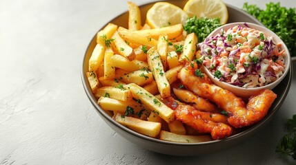 Crispy Fish and Chips with Coleslaw