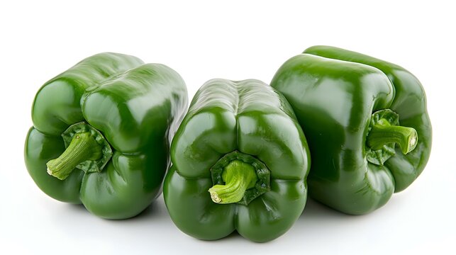 green bell peppers on white background