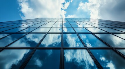 Modern office building with sleek glass facade showcasing contemporary architectural design