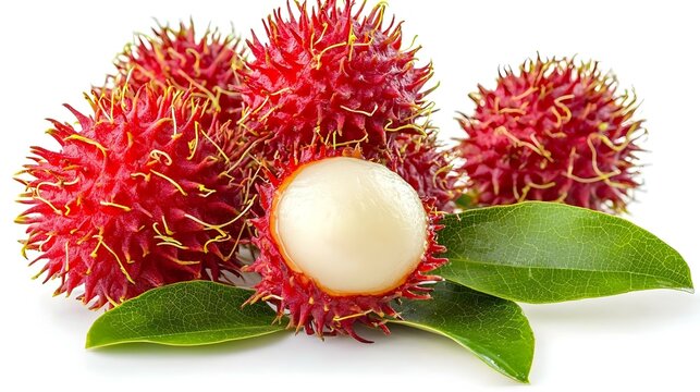 rambutan sweet delicious fruit with leaf