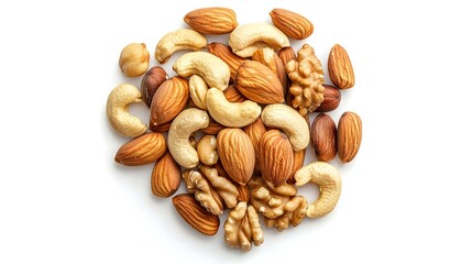 unsalted mixed nuts isolated on white background