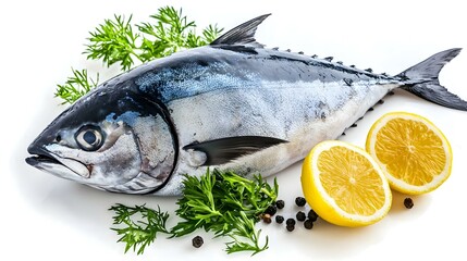 Bluefin tuna on a white background fresh tuna