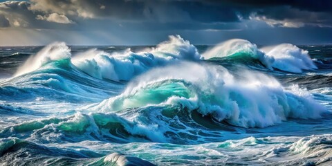 Sea waves crashing violently during a storm in the Atlantic Ocean, storm, Atlantic Ocean, power, force, nature, weather, waves