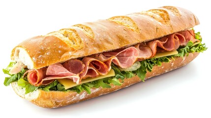 Footlong ham swiss submarine sandwich isolated