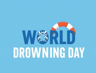 world drowning prevention day banner with lifebuoy in blue and white vector style