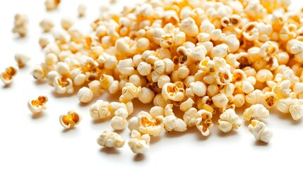 Popcorn kernels on white background