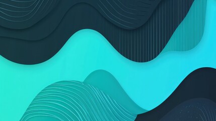 Abstract teal and dark blue wavy layers background.