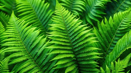 Pattern Description Full frame close up of lush green Ferns polypodiopsida also known as Japanese fern ,  Ferns