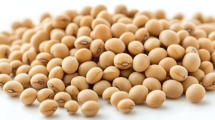Dried soya beans on white background