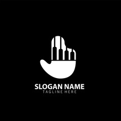 hand pianologo design vector