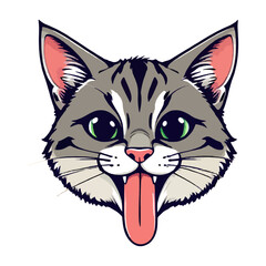 Obraz premium Cat face illustration isolated on solid white background