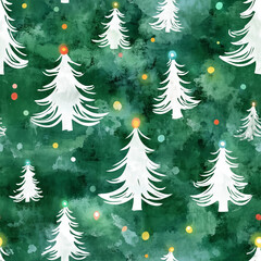 Fototapeta premium Christmas Tree Background, Green Watercolor Wash