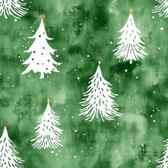 Fototapeta premium Christmas Tree Background, Green Watercolor Wash