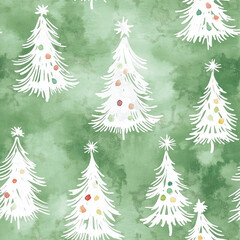 Obraz premium Christmas Tree Background, Green Watercolor Wash