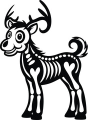 Stylized animal with a skeleton isolated vector illustration, Black color stylized animal with a skeleton silhouette and line art vector