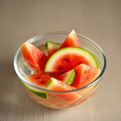 freshly sliced cucumber in a bowl of water