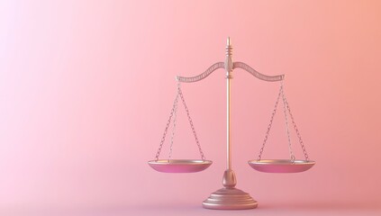 Elegant Balance Scale Isolated on Soft Color Background