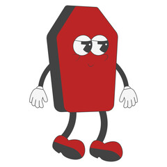 Groovy Halloween Character on White Background. Vector Illustration