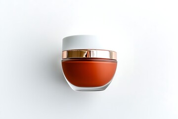 Terracotta-Colored Cosmetic Jar with White and Rose Gold Accents