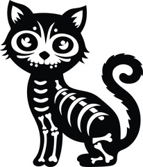 Stylized animal with a skeleton isolated vector illustration, Black color stylized animal with a skeleton silhouette and line art vector