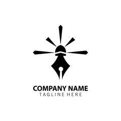 pen lighthouse logo design vector