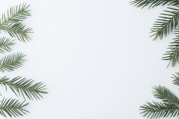 Obraz premium Simple Christmas sprigs frame on white background