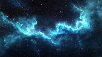 Beautiful Cosmic Nebula with Stars and Glowing Interstellar Gas in Deep Space