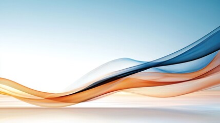 Elegant flowing waves in soft colors abstract art digital background calm atmosphere